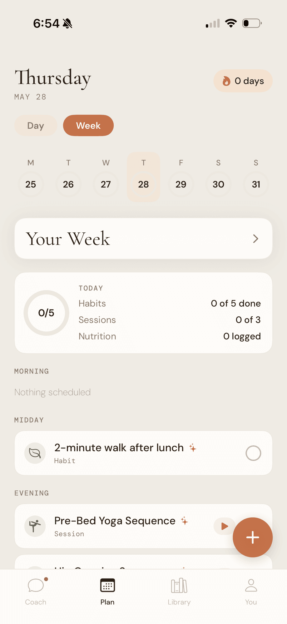 Junoon weekly wellness plan with yoga and movement sessions